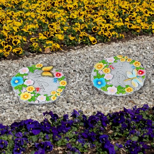 2 Pack Garden Stepping Stones Outdoor 10 Inch Round Cement Stepping Stones (2 Count)