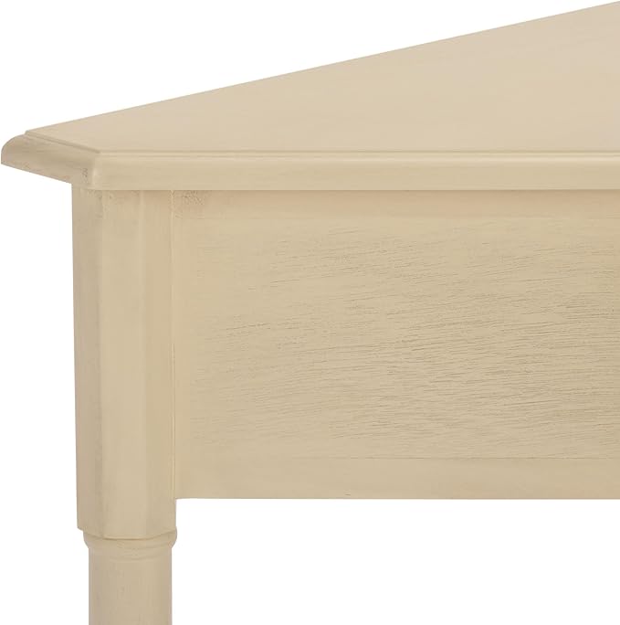 SAFAVIEH Home Collection – Gomez Sand Corner Table, 1-Drawer Space-Saving Triangle Accent Table, Classic Turned-Leg Design (AMH5709G)