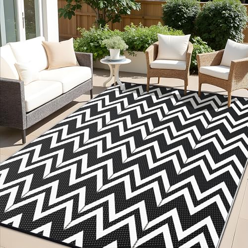 Outdoor Rug 6x9 ft Waterproof Reversible Chevron Mat