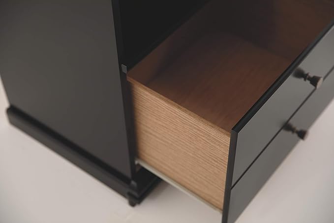 Signature Design by Ashley Maribel Children's Traditional 1 Drawer Nightstand with 1 Storage Cubby, 24.37" Tall, Black