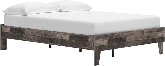 Signature Design by Ashley Neilsville Butcher Block Style Platform Bed, Full, Rustic Gray