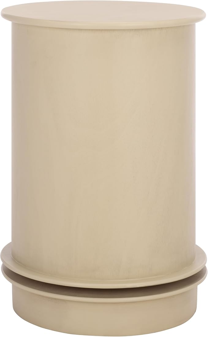 SAFAVIEH Home Collection – Tabitha Sand Accent Table, Round Swivel Side Table with 1 Drawer & Interior Cabinet Storage, Classic Pedestal Design, Fully Assembled (AMH5712G)