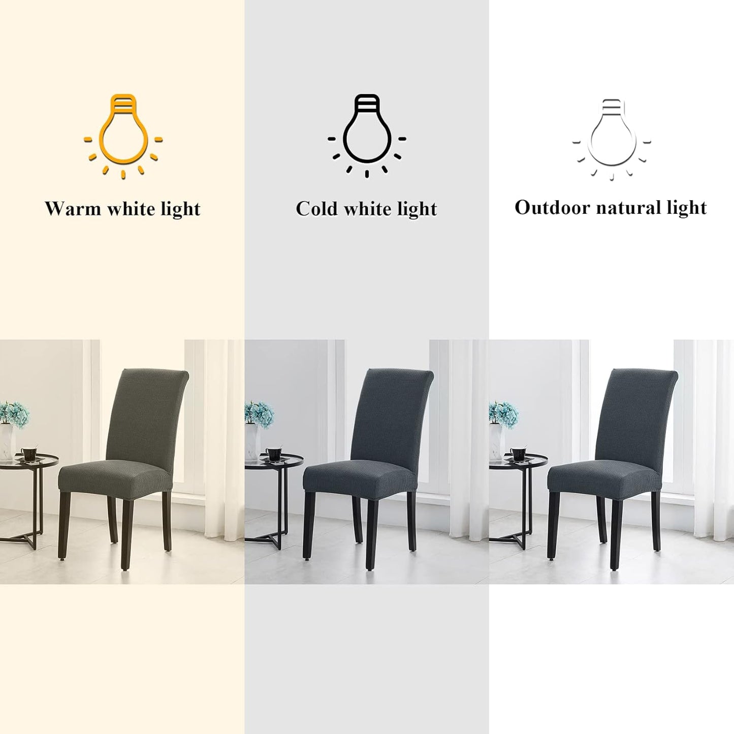 Joccun Chair Covers for Dining Room Set of 6, Dining Chair Slipcovers Stretch Dining Room Chair Covers Seat Protector,Washable Parsons Chair Cover for Home,Hotel,Banquet(Gray,6 Pack)