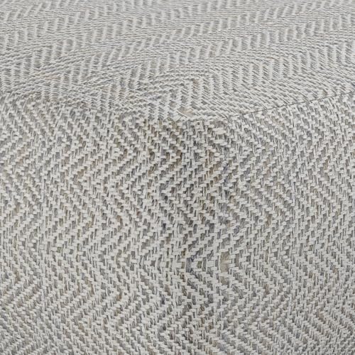 Nate 20" Wide Square Pouf in Patterned Grey Melange Cotton