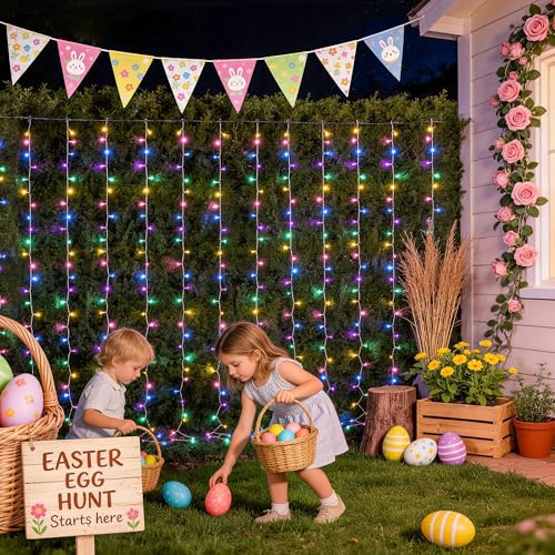 300LED Curtain Lights for Easter Decor (9.8 Foot)