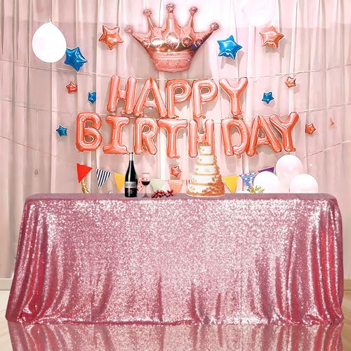 Sequin Tablecloth 50x72 Inch Fuchsia Pink for Wedding Party