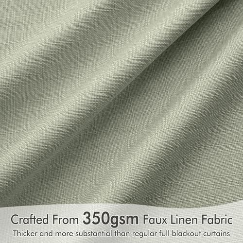 100% Blackout Back Tab Pleat Linen Curtains 50" Wx96 L (2 Count)