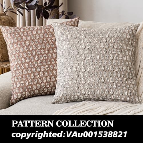 Floral Print Throw Pillow Covers 20×20 Inch (2 Count)