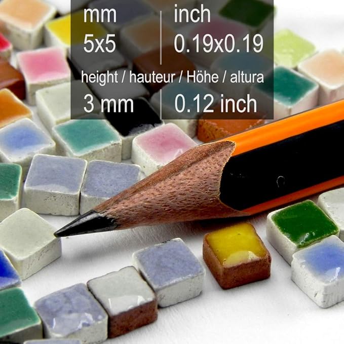 Beginners Mosaic Supplies: 1000 Square Ceramic Tiles, 5mm 0.5 cm 0.19 inch Light Turquoise, WG07