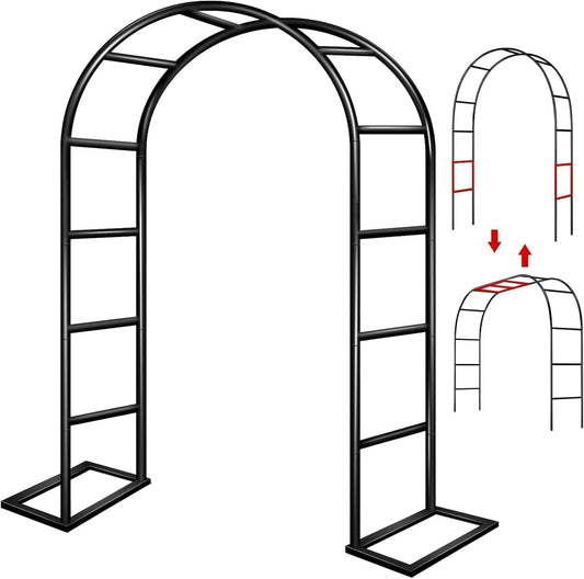 Garden Arch Trellis for Climbing Plants Outdoor Wedding Arches for Ceremony Black Metal Garden Arbor Indoor Garden Arches for Party Decoration 7.9ft Wide X 6.4ft High (Black Garden Arch)