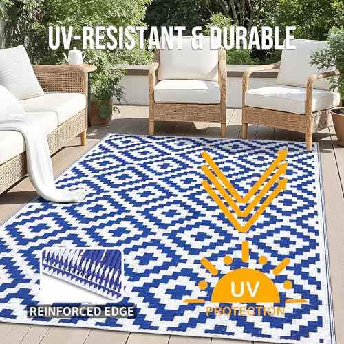 Outdoor Rug 4x6 ft Waterproof Reversible Mat