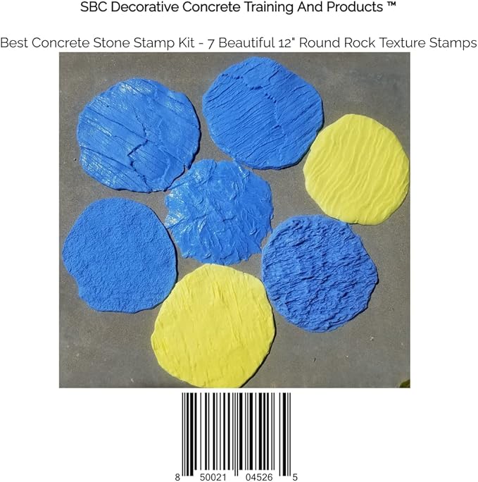 Concrete Masonry Forms Stamp Set - 7 Beautiful 12" Rock Texture Form Stamps, Masonry Form Stamps For Creating Beautiful, Stone Design Stepping Stones, Rock & Boulder Features, Pool Designs, etc.