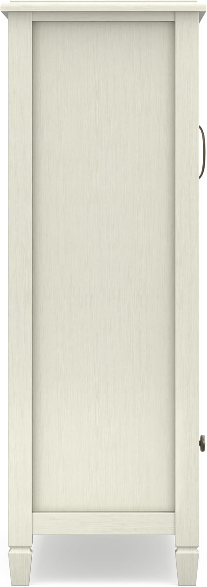 SIMPLIHOME Connaught Storage Cabinet - 46 inch Wide Solid Wood Tall Cabinet in Antique White, Traditional Console for Living Room or Dining Room with Glass Doors, Adjustable Shelves, and Drawers