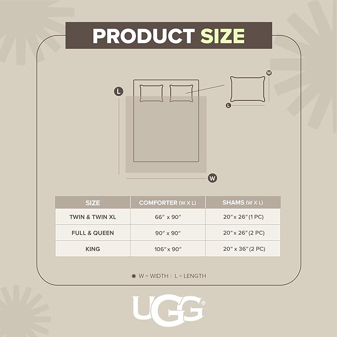 UGG Leonora Comforter Set with 2 Pillow Shams Lightweight Down Alternative Blanket Reversible Cozy Warm All Season Washable and Hypoallergenic Bedding Set, King, Navy Blue