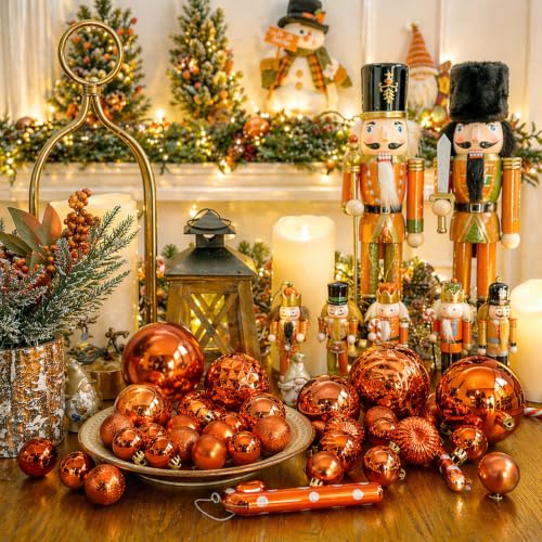 16ct Christmas Ball Ornaments Set Yellow Shatterproof Xmas Tree Hanging Decorations for Fall Thanksgiving Holiday Decor (24 Count)