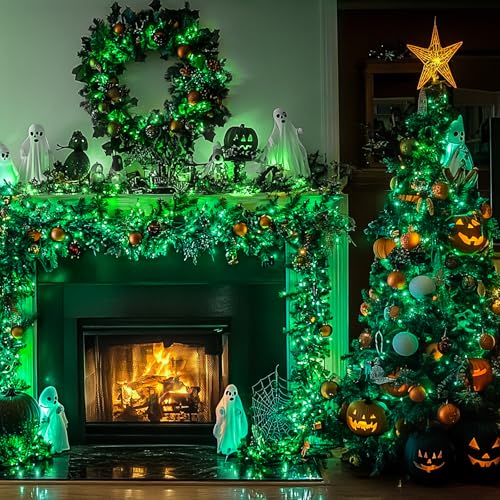 200 LED Green Christmas Indoor Outdoor Halloween Lights Clear Wire (66 Foot)