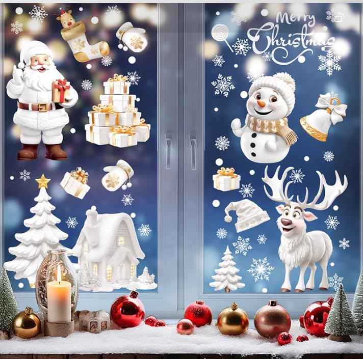Christmas Window Clings for Glass Windows (9 Count)