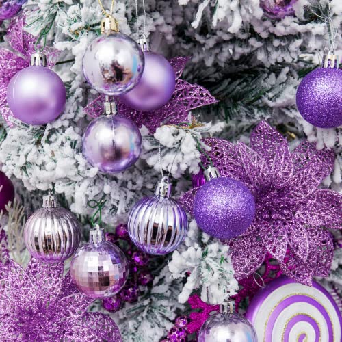 24ct Purple Christmas Ball Ornaments for Tree Decorations (24 Count)