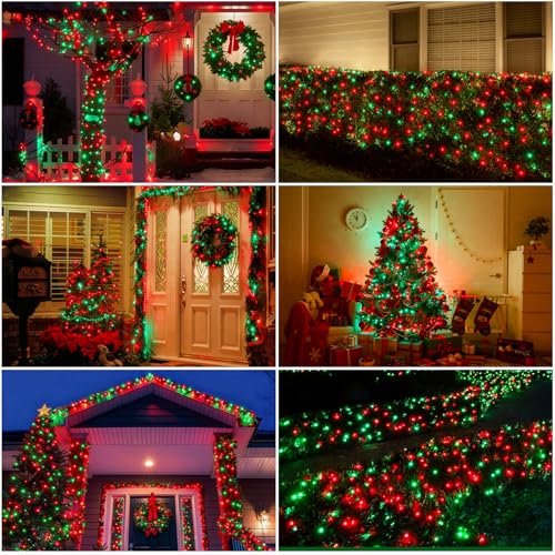 Christmas Lights 25FT 100 Count Incandescent Bulbs Red and Green Mini Lights with Green Wire for Christmas Tree