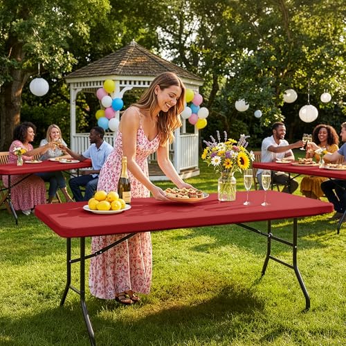 Fitted Tablecloth for 8 Foot Rectangle Tables (4 Count)