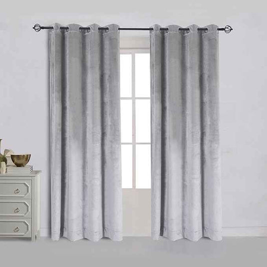 Cherry Home Super Soft Luxury Velvet Texture Curtains Smoky Silver Gray Classic Blackout Curtains Panels Home Theater Grommet Drapes Eyelet 52Wx72L inch Light Grey,2 Panels