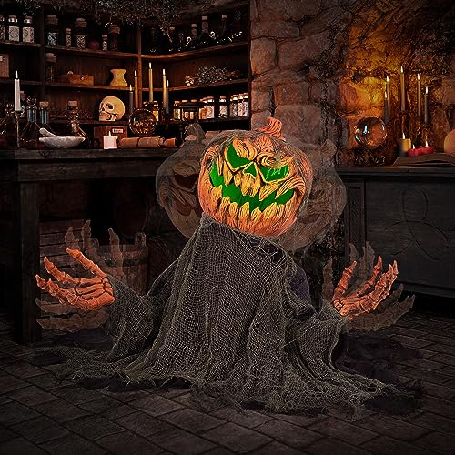 Halloween Animatronics Groundbreaker Pumpkin Decorations with Sound Activated