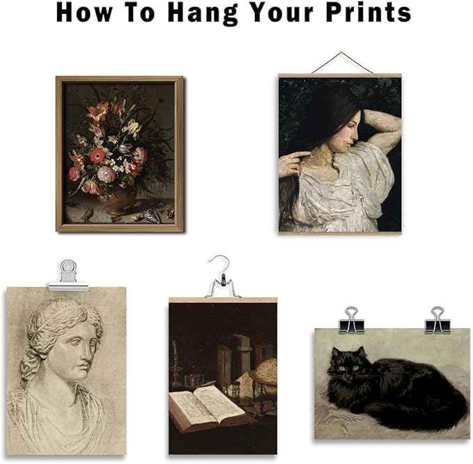 16 PCS Dark Academia Room Decor, Gothic Home Decor, Moody Wall Art Prints for Bedroom, Witchy Posters for Room Aesthetic, Wall Collage Kit Pictures for Living Room, Halloween Dorm Gallery Decor
