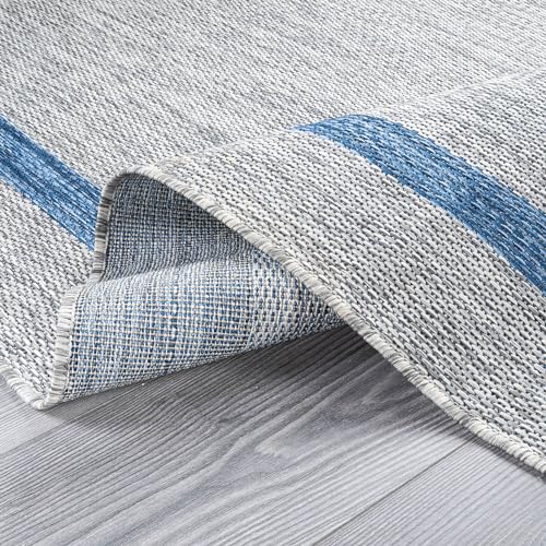 Bordered Outdoor Rug 6x9 Washable Outside Carpet for Indoor Patio Porch Waterproof Easy Cleaning Non Shedding Area Rugs Silver Gray