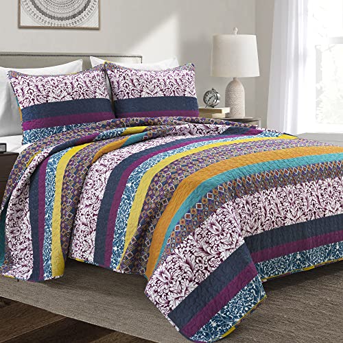 Boho Stripe Reversible Cotton Quilt 3