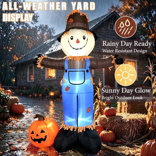 8 FT Fall Inflatables Scarecrow Decorations (Blue)