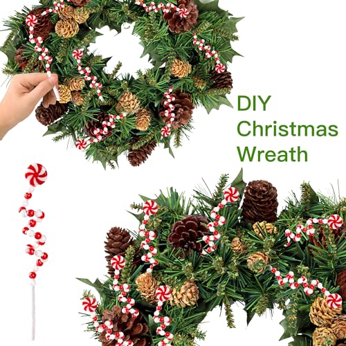36 Pcs Christmas Curly Pick Red White Christmas Picks Christmas Tree Pick Candy Cane Christmas Decorations Christmas Tree Candy Shape Ornaments for Home Vase Wreath DIY Craft Xmas Tree Topper (4.8 Ounce)