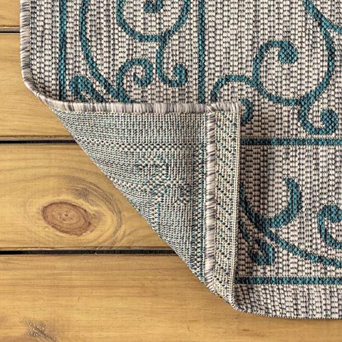 Vintage Filigree Indoor Outdoor Runner Rug 2X8 Gray