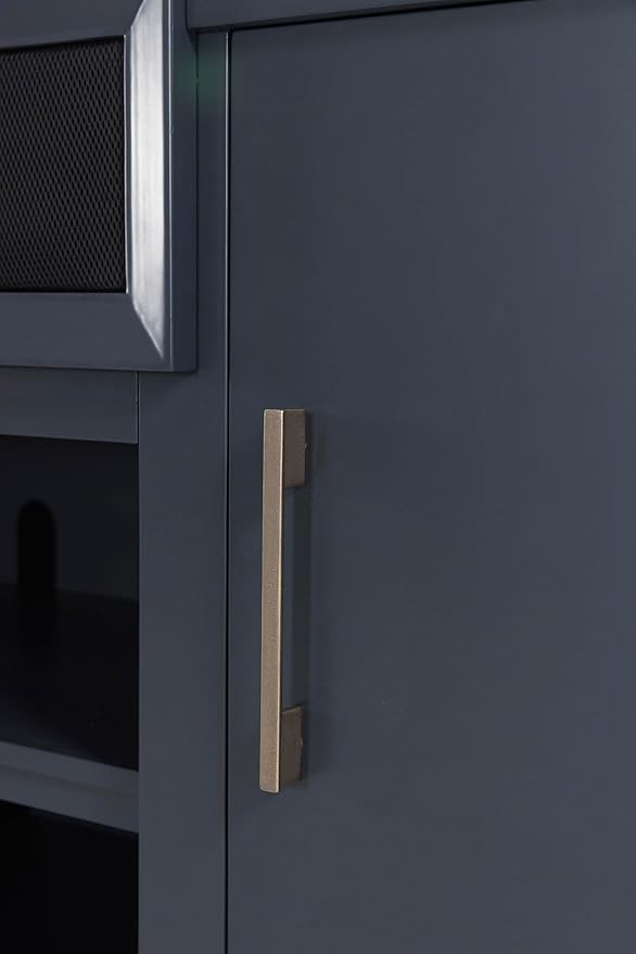 Signature Design by Ashley Landocken Contemporary 83" TV Stand with Electric Fireplace for TVs up to 95", Blue & Light Brown