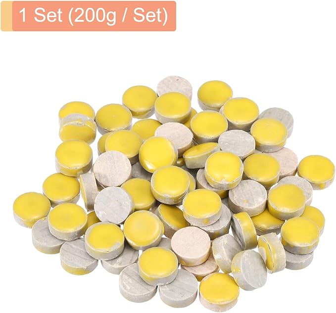 MECCANIXITY 200g Ceramic Mosaic Tiles for Crafts Bulk, Round Yellow Ceramic Tiles for Mosaic Kits Garden Stepping Stone Cup Mat