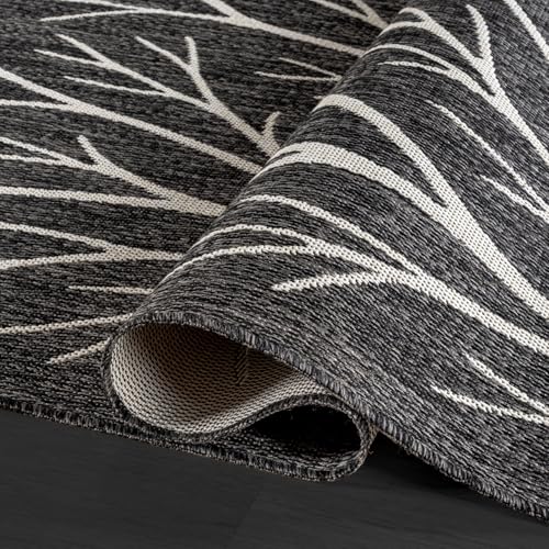 Washable Indoor Outdoor Rug 5x7 Modern Area Rugs Branch Pattern Non Shedding Waterproof Easy Clean Patio Deck Porch Living Room Bedroom Garden RV (35 Sq Ft)
