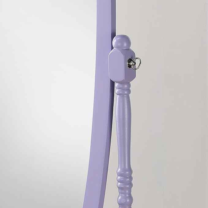 Roundhill Furniture Traditional Queen Anna Style Wood Floor Cheval Mirror, Purple
