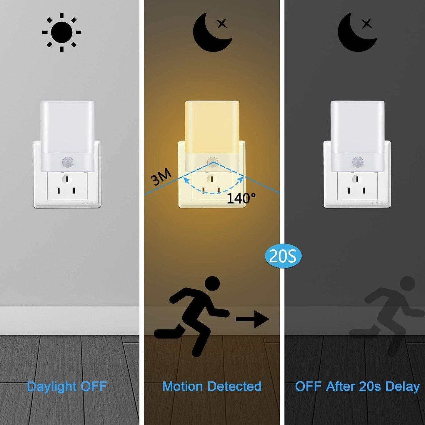 LED Night Light Plug in, Motion Sensor Night Light with Adjustable Brightness 3 Lighting Mode AUTO/ON/Off for Children, Bedroom, Hallway Light, 4-Pack
