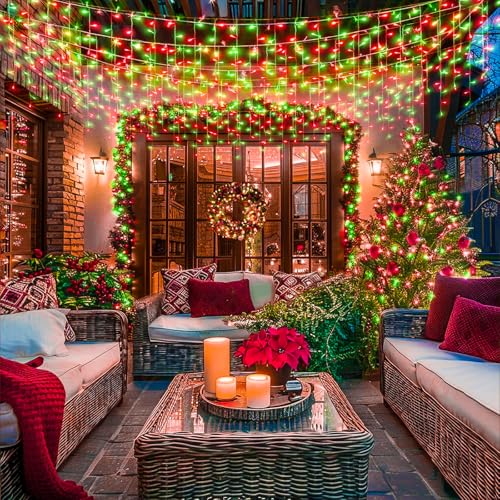 Red and Green Christmas Lights Outdoor Icicle Lights for Outside 66ft 640L