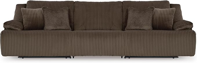 Signature Design by Ashley Top Tier Modern 3-Piece Reclining Sectional Sofa with 4 Accent Pillows, Dark Brown
