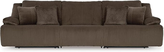 Signature Design by Ashley Top Tier Modern 3-Piece Reclining Sectional Sofa with 4 Accent Pillows, Dark Brown