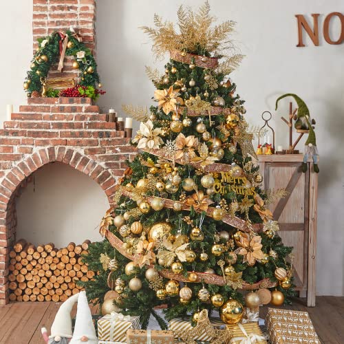 24ct Gold Christmas Ornaments for Tree Decorations (24 Count)