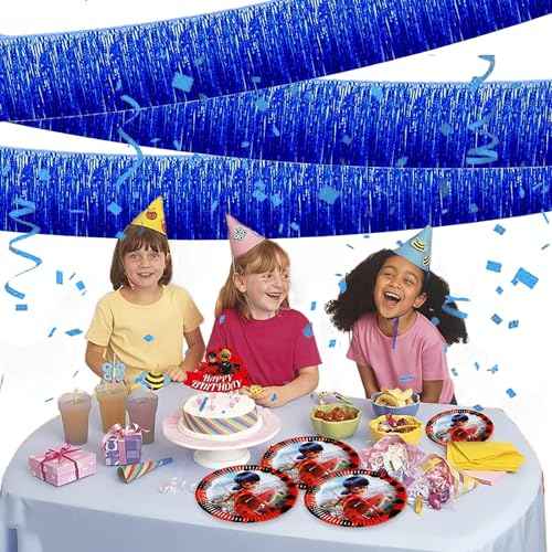 Blue Foil Fringe Garland 10FT 2packs for Parade Float Decorations (20 Foot)