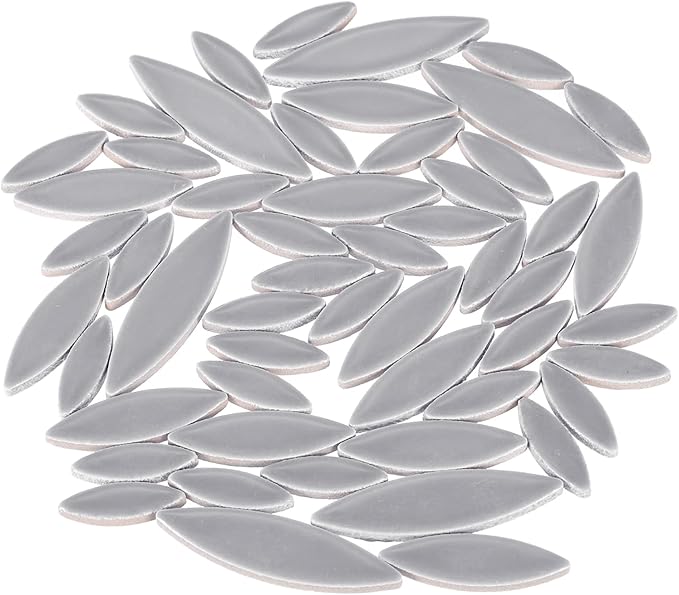 uxcell Ceramic Mosaic Tile, About 200g Teardrop Leaf Tile Mosaic Block for Handicrafts Artwork, Grey