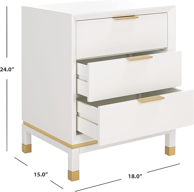 SAFAVIEH Home Collection Baskin White 3-Drawer Accent Table (Fully Assembled)