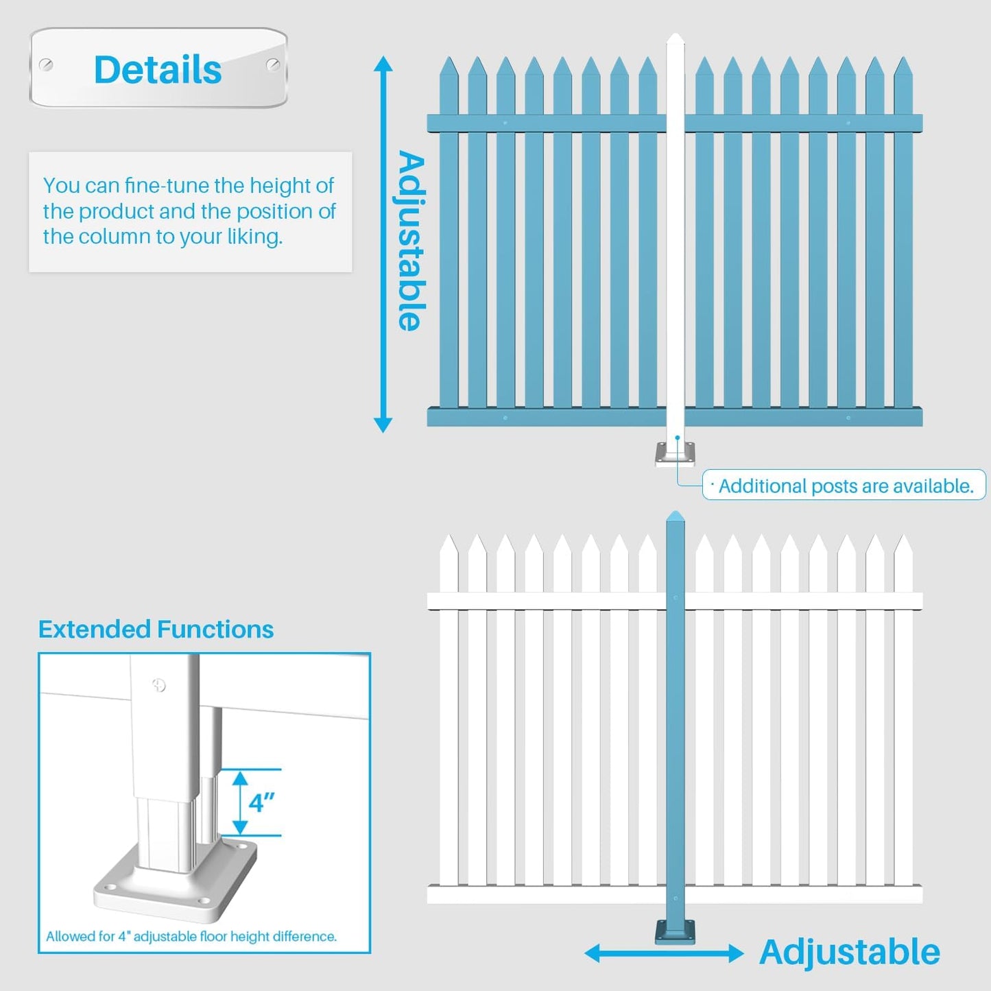 Patio 3 Sets Vinyl Picket Fence Panels 30" H x 84" W White PVC Decorative Fence for Front Yard Porch Patio Deck Pool Air Conditioner Fence Safety Dog Fence (34 Pickets, Straight)