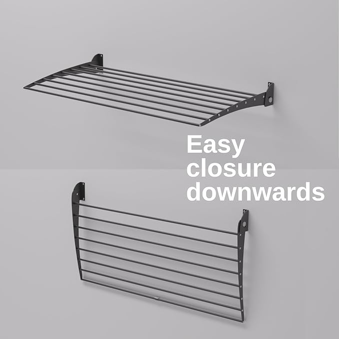 foxydry Fold, Wall Drying Rack, Vertical Drying Rack for Indoor and Outdoor Aluminium and Steel (Black - Closing Down, 2X Fold 120)