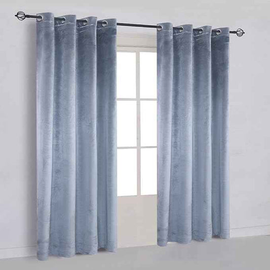 Cherry Home Super Soft Luxury Velvet Stone Blue Set of 2 Blackout Drapes Room Darkening Curtains Panel Grommet Drapery 52 by 84-Inch Dusty Blue(2 Panels) with Matching Tiebacks
