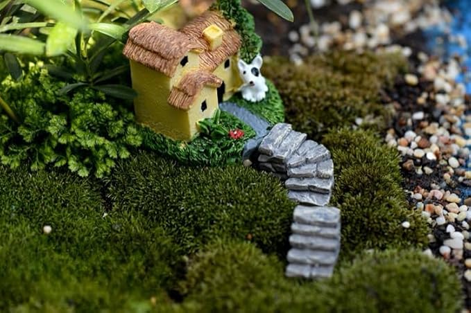 2 Pcs Curved Stone Steps Miniature Fairy Garden Accessories,Miniature Pond Lawn Ornament Figurines, Mini Lighthouse Water Well Bridge Figurines, Micro Landscape Ornaments for DIY Kit Statues