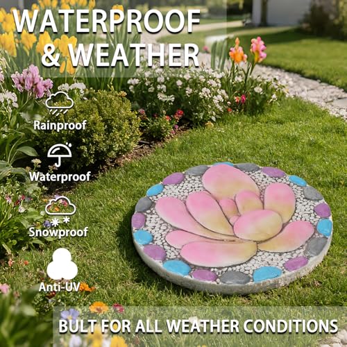 Succulent Pattern Cement Stepping Stones 0.75 * 10 * 10 Inch