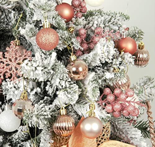 24ct Rose Gold Christmas Ball Ornaments for Tree Decorations (24 Count)
